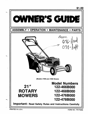 MTD 122-466B000 Lawn Mower User Manual | Manualzz