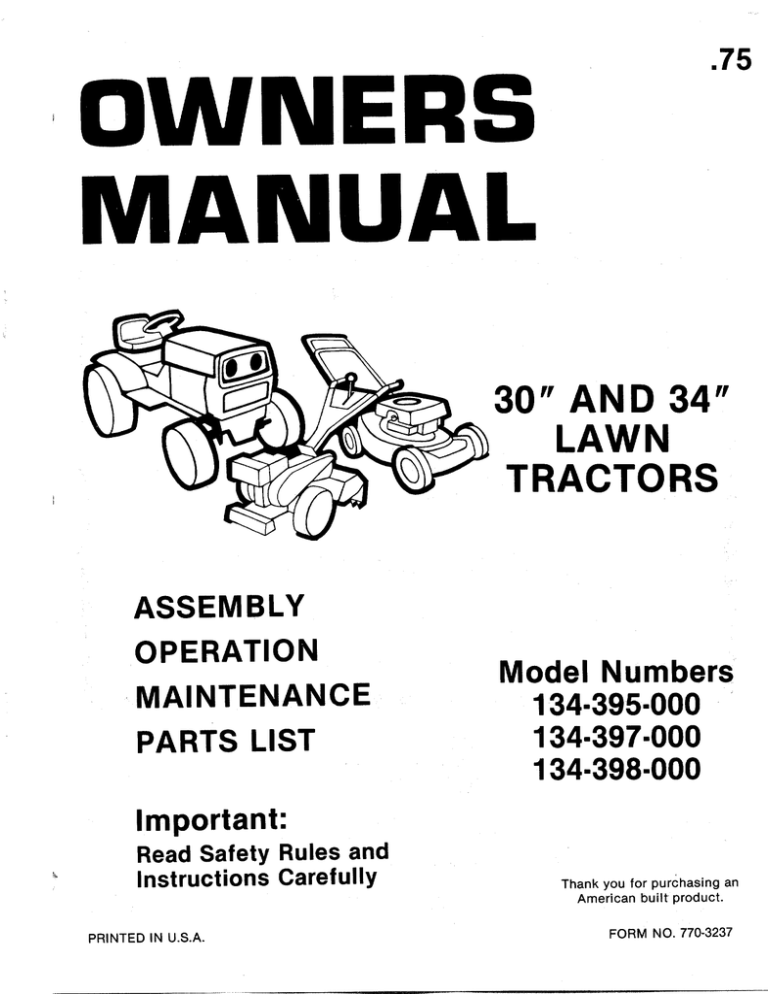 Mtd Lawn Tractors Manual