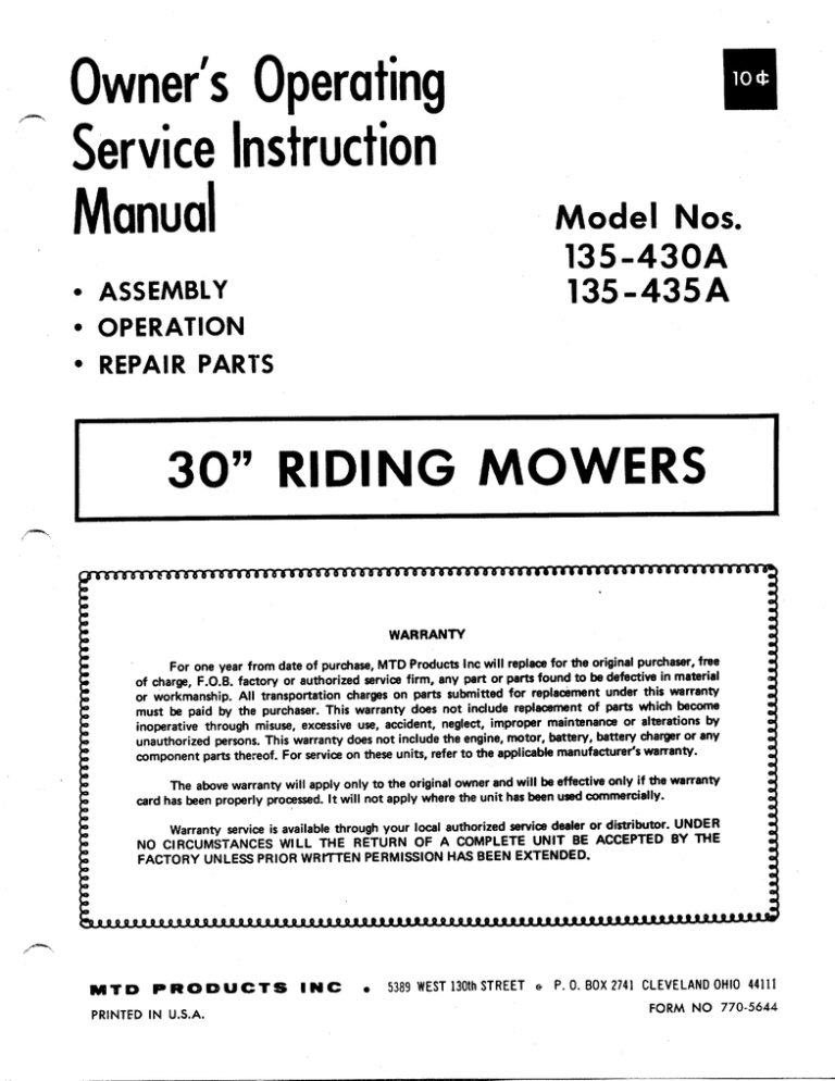 Mtd Riding Lawn Mower Service Manual / Mtd J 136 Ride On Lawn Mower With Owners Manuals Electrical Fault Lawnmowers Shop : The book is broken down into the following topics honda h3011 riding mower shop manual riding lawn mower service manual vol 2 1st edition.