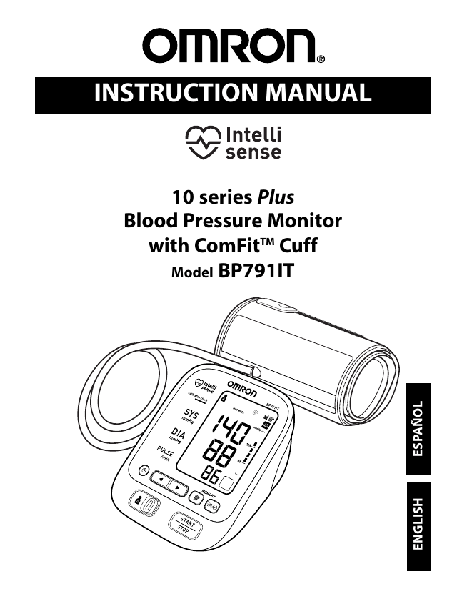 Omron Healthcare BP791IT Blood Pressure Monitor User Manual | Manualzz