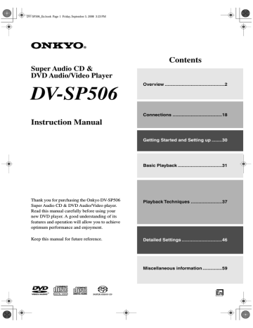 Onkyo DV-SP506 DVD Player Instruction manual | Manualzz
