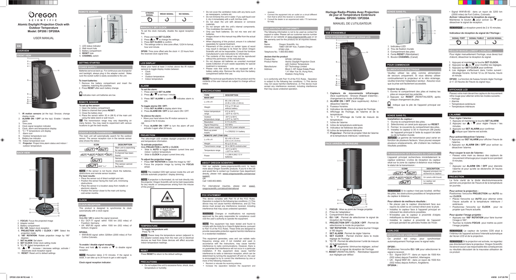 Oregon Scientific Store - Oregon Scientific RMR202A Indoor and Outdoor  Thermometer with Atomic Time - Weather 200