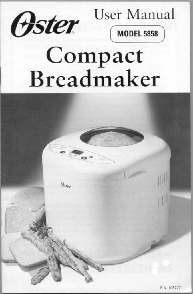 oster bread machine manual 5834