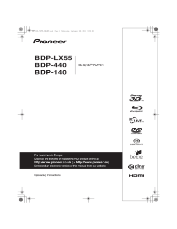 Panasonic BDP-140 Blu-ray Player User Manual | Manualzz