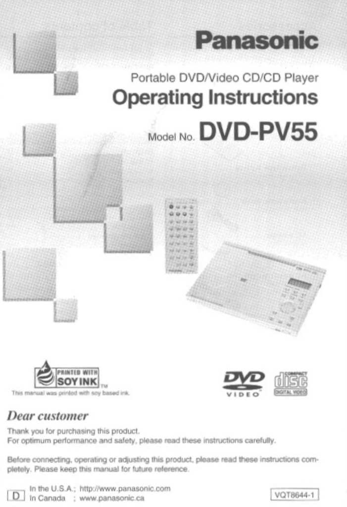 Panasonic DVDPV55 DVD Player User Manual Manualzz