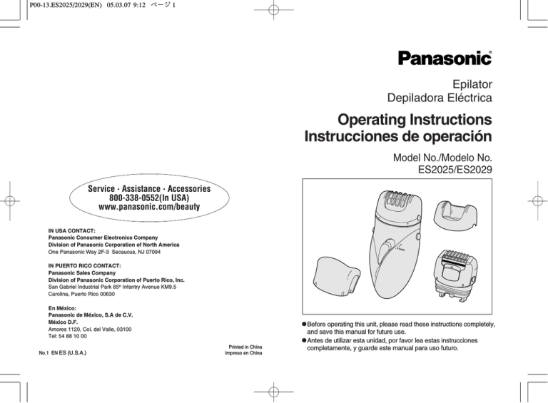 Panasonic ES2025 Electric Shaver User Manual | Manualzz