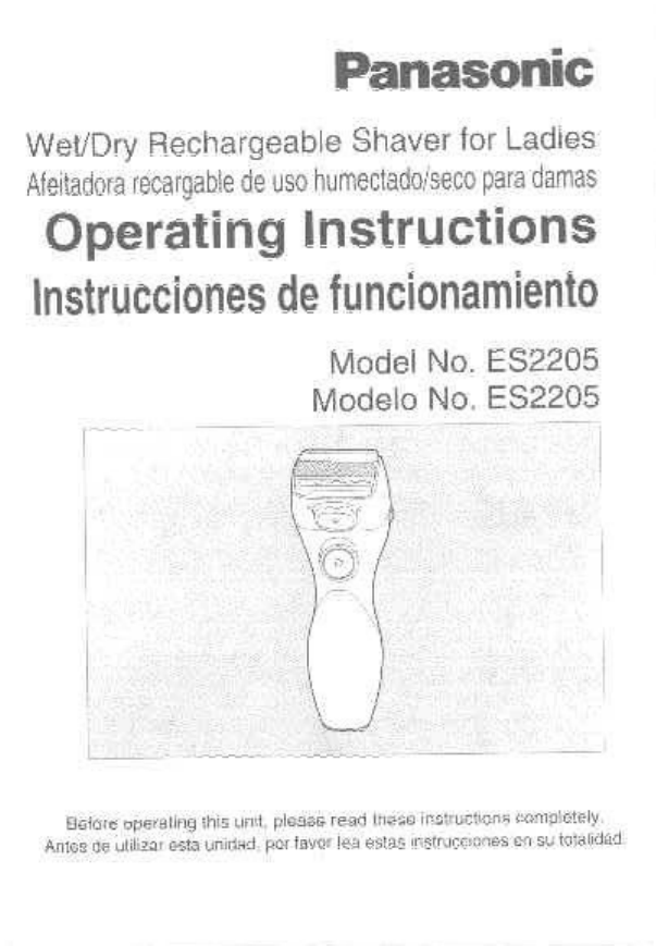 Panasonic ES2205 Electric Shaver User Manual Manualzz