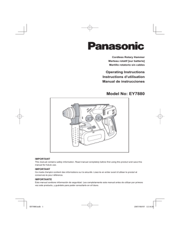 Panasonic EY7880 Cordless Drill User Manual | Manualzz