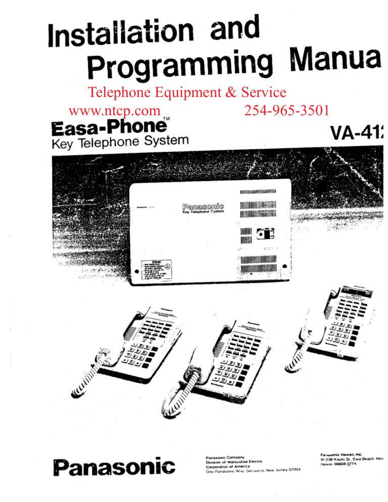 Panasonic Va 412 Telephone User Manual Manualzz