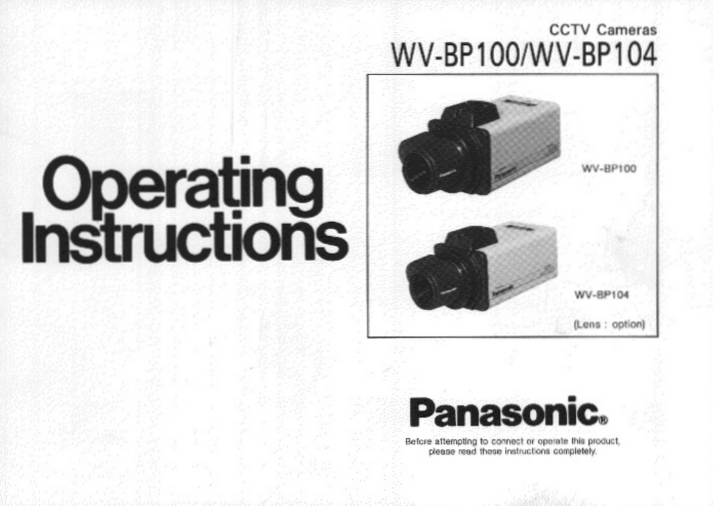 Panasonic Wv Bp104 Security Camera User Manual Manualzz