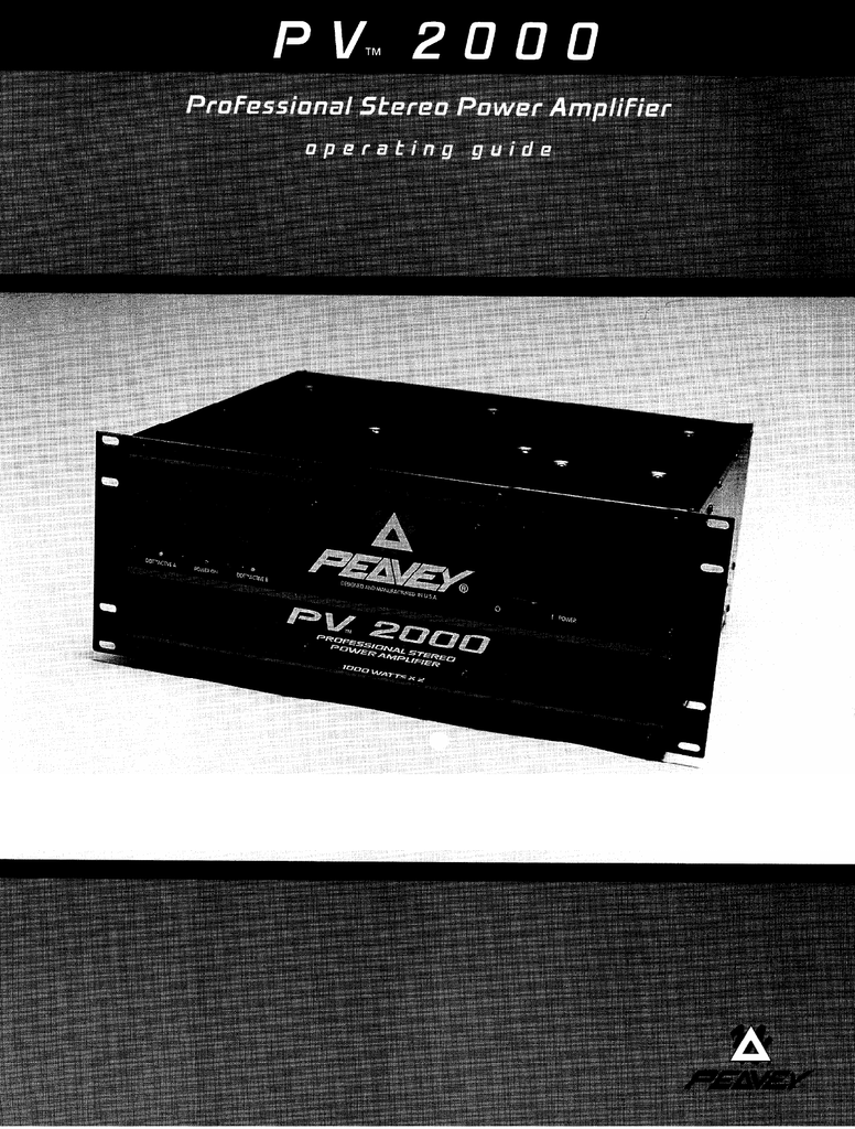 Peavey PV 2000 Stereo Amplifier User Manual | Manualzz