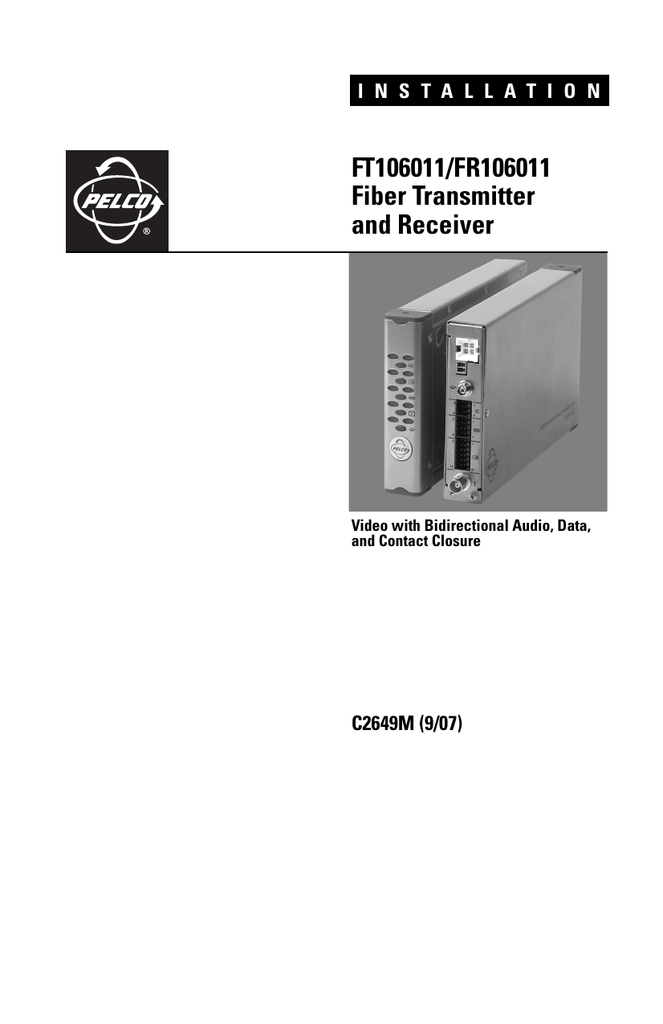 Pelco FR106011 Satellite Radio User Manual Manualzz