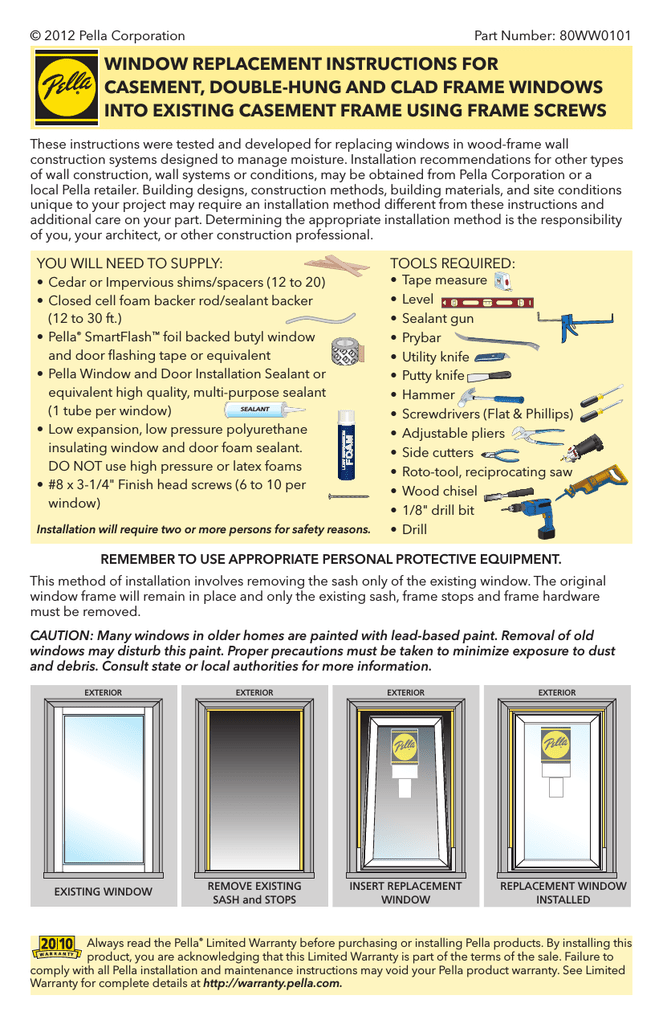 Pella 80WW0101 Window User Manual Manualzz
