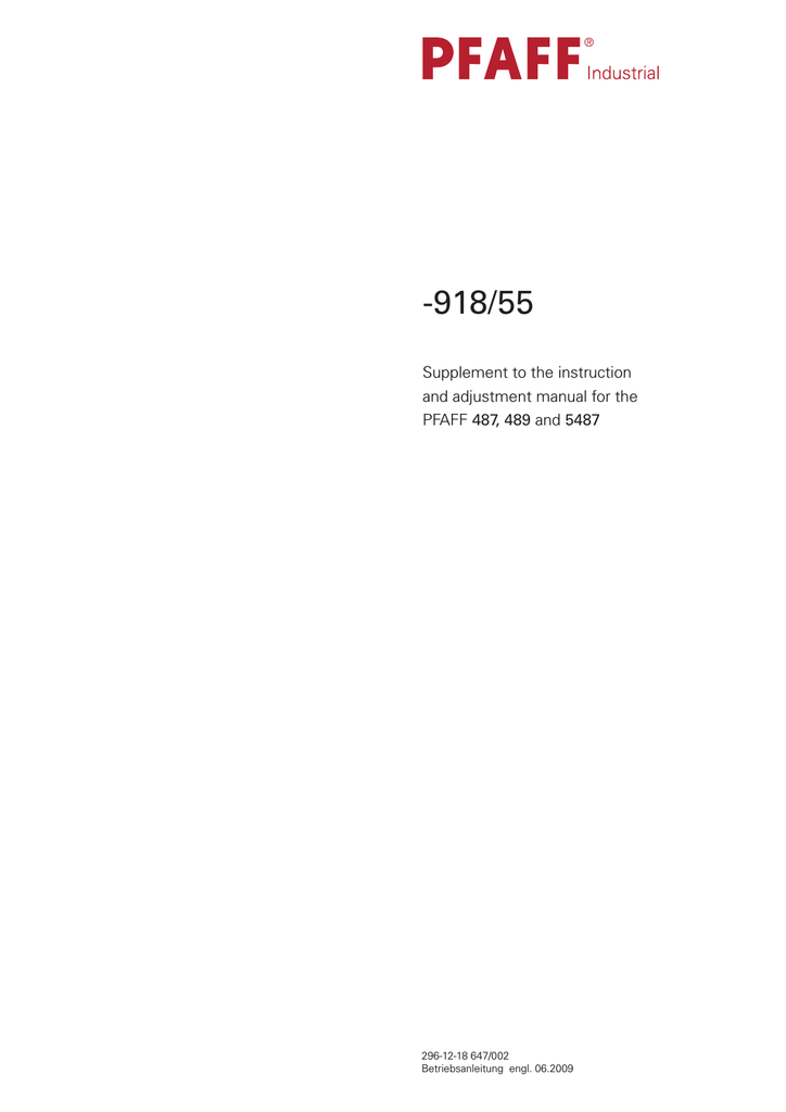 Pfaff 489 Sewing Machine User Manual Manualzz