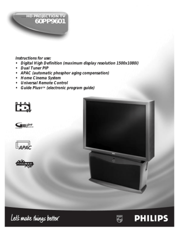 Philips 60P9271 Projection Television Instructions for use | Manualzz