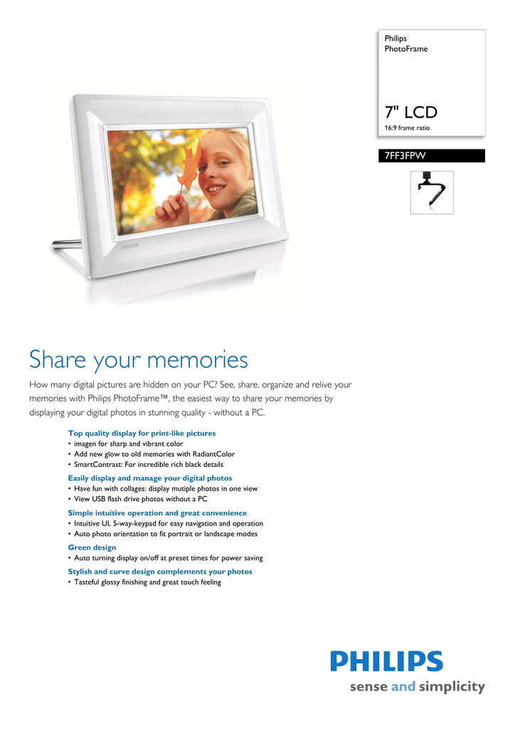 Philips 7ff3fpw 93 Digital Photo Frame User Manual