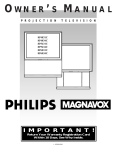 PHILIPS MAGNAVOX Projection Television 8P4831C, 8P4834C, 8P5431C, 8P5434C Owner's Manual