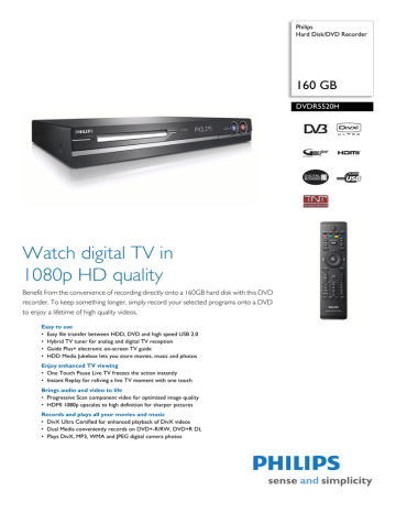 Philips DVDR5520H DVR User Manual | Manualzz