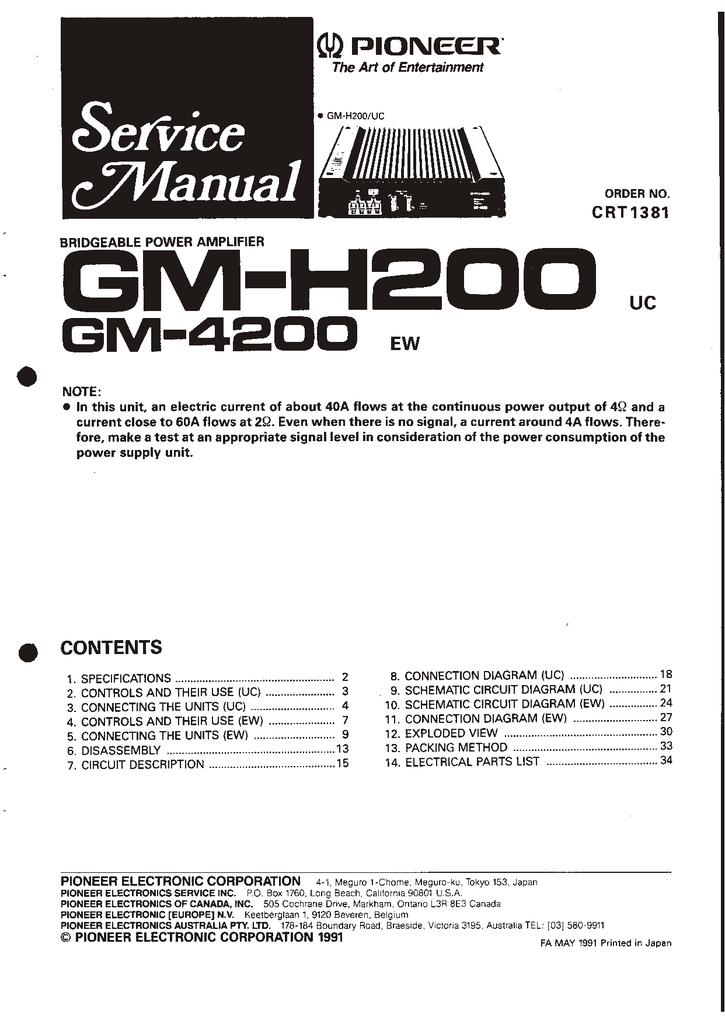 Pioneer Gm 40 Stereo Amplifier User Manual Manualzz