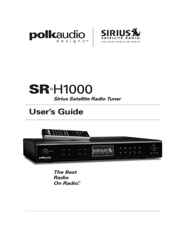 Polk Audio SRH1000 Car Satellite Radio System User Manual | Manualzz
