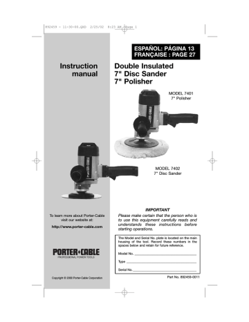 Porter Cable 892459 0011 7401 User Manual Manualzz Porter Cable 892459 0011 7401 User