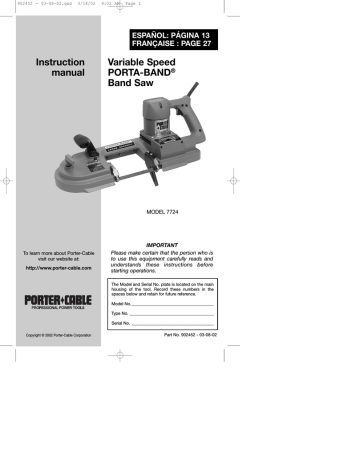 Porter-Cable 7724 Saw Instruction manual | Manualzz