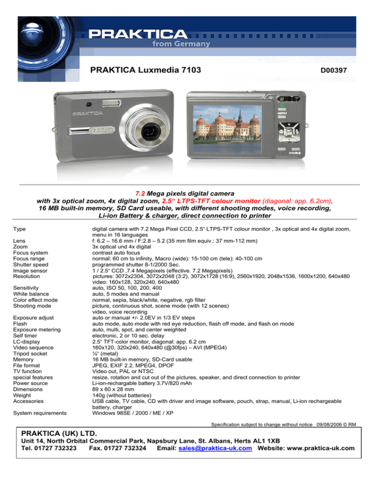 Praktica D00397 Digital Camera User Manual Manualzz