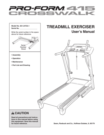 ProForm 831.24723.1 Treadmill User Manual | Manualzz