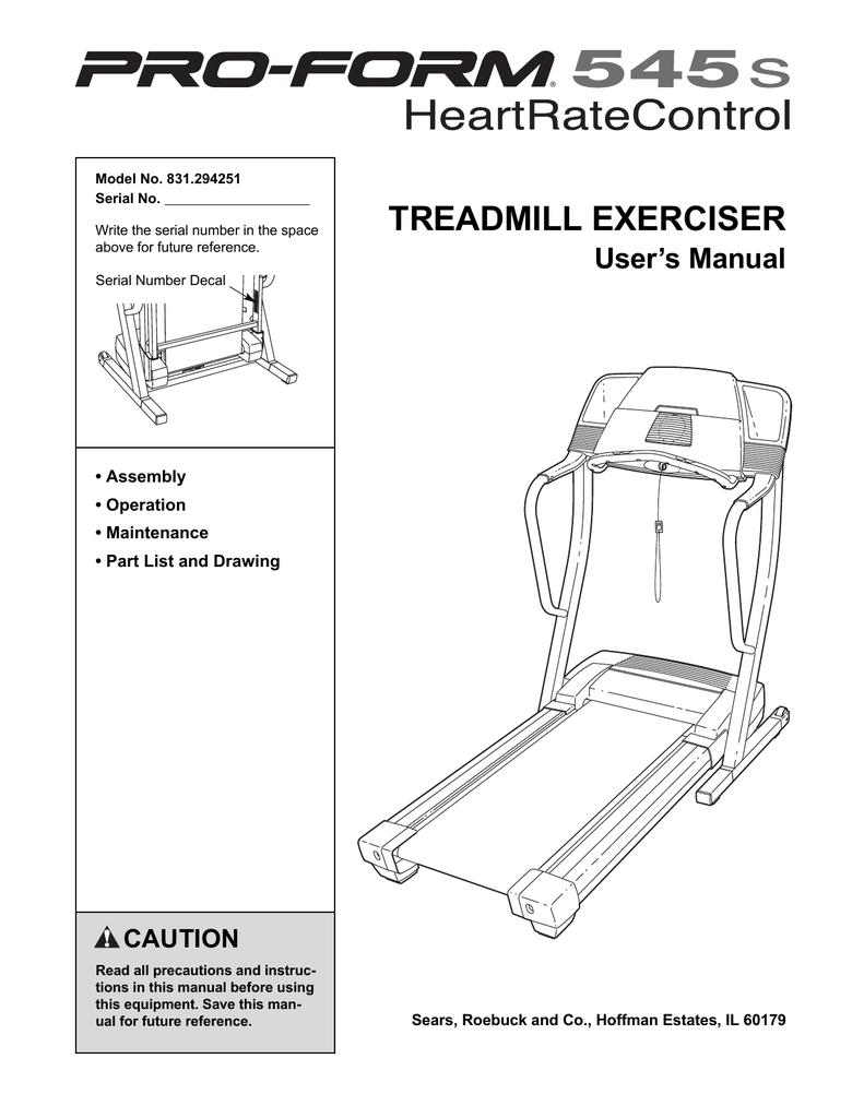 Proform 545s heart rate control online treadmill