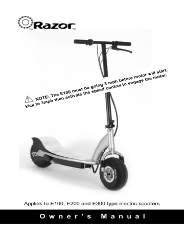 Razor E100 Motor Scooter User Manual Manualzz