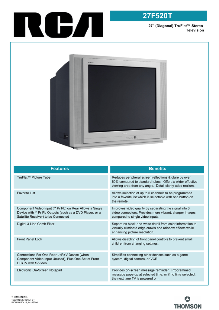 Rca 27f5t Crt Television User Manual Manualzz