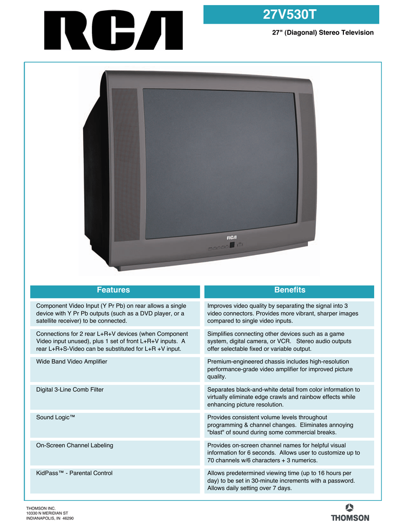 Rca 27v530t Crt Television User Manual Manualzz