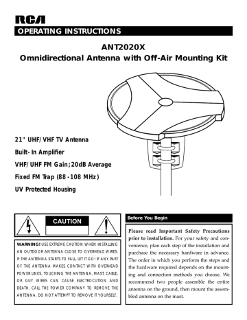 RCA ANT2020X Stereo System Operating instructions | Manualzz