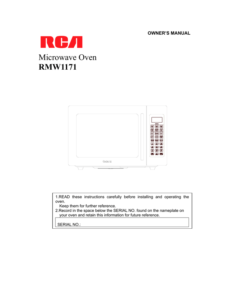 RCA RMW1171 Microwave Oven User Manual Manualzz
