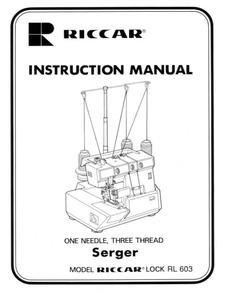Riccar RL 603 Sewing Machine User Manual Manualzz