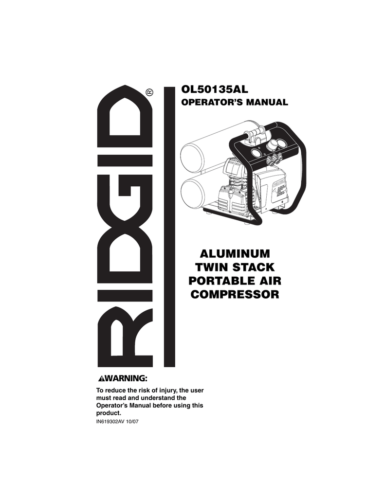 Ridgid portable air compressor manual transmission