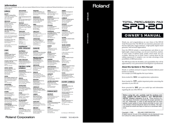 Roland SPD-20 Drums User Manual | Manualzz