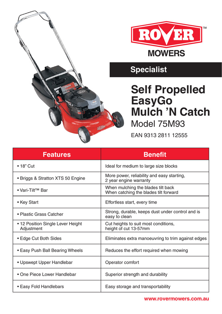 Rover 75M93 Lawn Mower User Manual | Manualzz