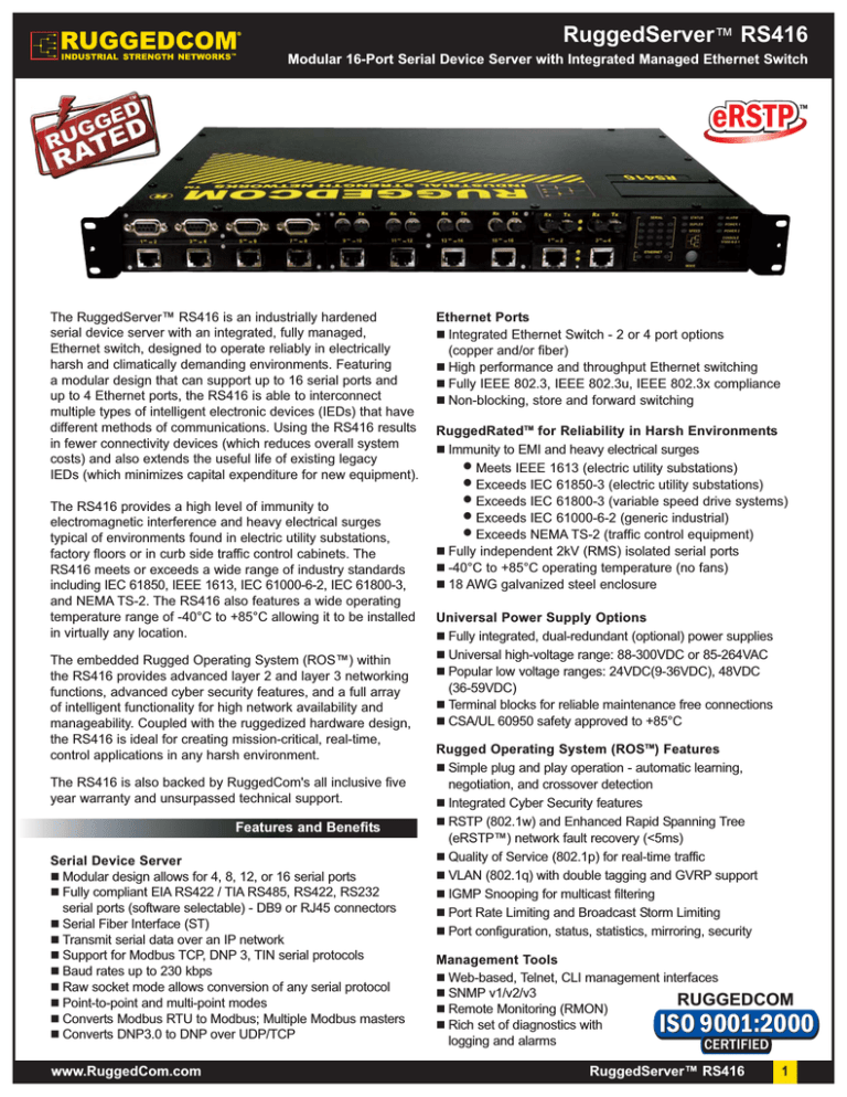 Ruggedcom Rs416 Switch User Manual Manualzz