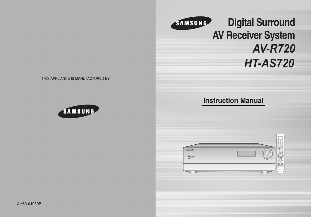 Samsung HT-AS720, AV-R720 User manual | Manualzz