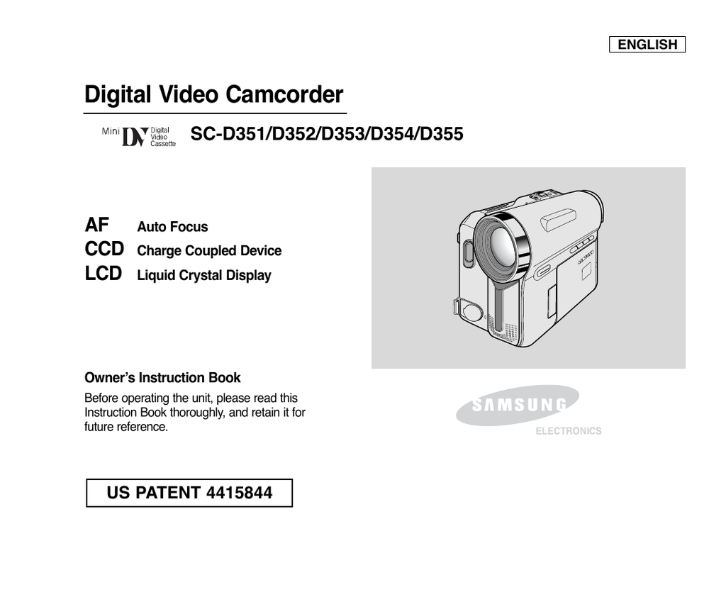 Samsung SCD352 Camcorder User Manual Manualzz