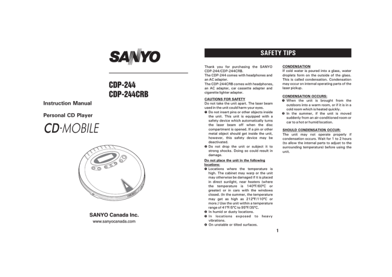 Sanyo Cdp 244crb Cd Player User Manual Manualzz