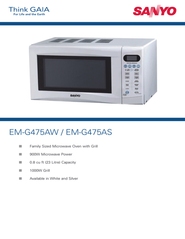 Sanyo Em G475as Microwave Oven User Manual Manualzz Sanyo Em G475as Microwave Oven User