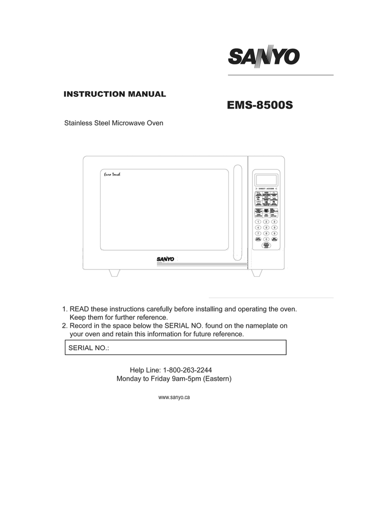 Sanyo EMS8500S Microwave Oven User Manual Manualzz