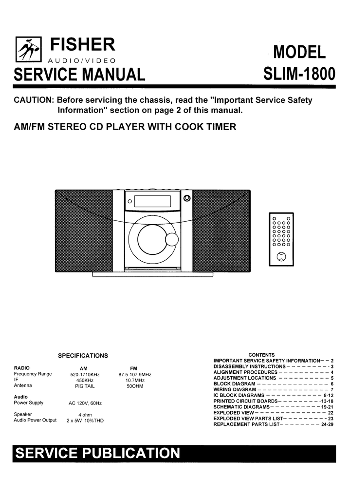 Sanyo SLIM-1800 Stereo System User Manual | Manualzz