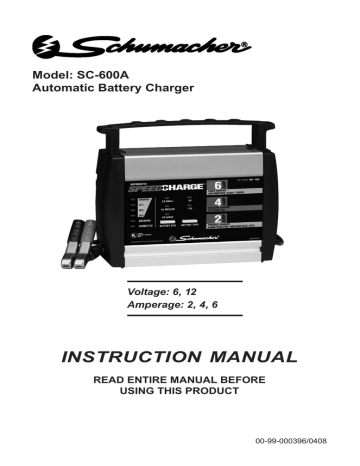 Schumacher SC-600A Automatic Battery Charger Instruction Manual | Manualzz