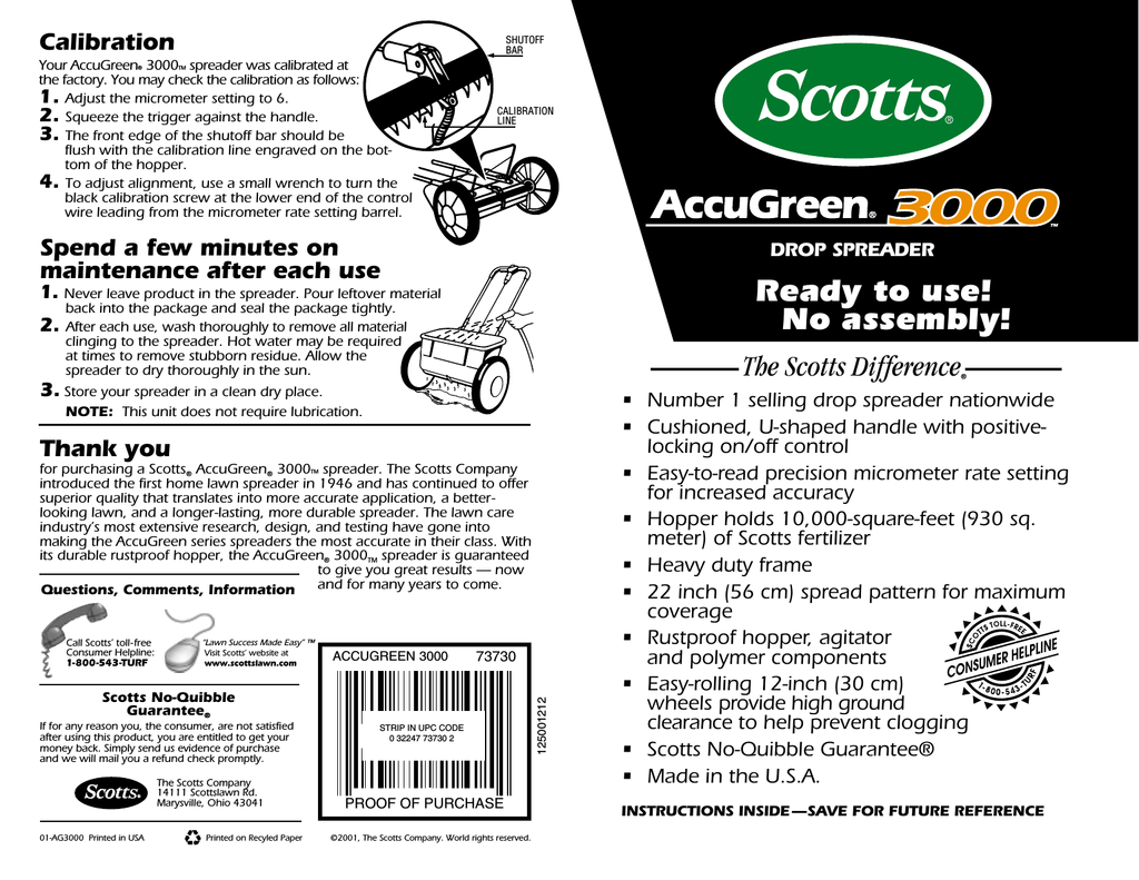 Scotts Spreader Setting For Lime