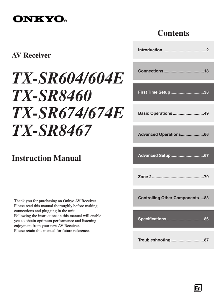 ONKYO TX-SR604 Instruction manual | Manualzz