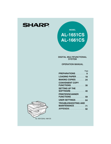 USING THE SCANNER MODE. Sharp AL1661CS, AL-1651CS, AL1651CS | Manualzz