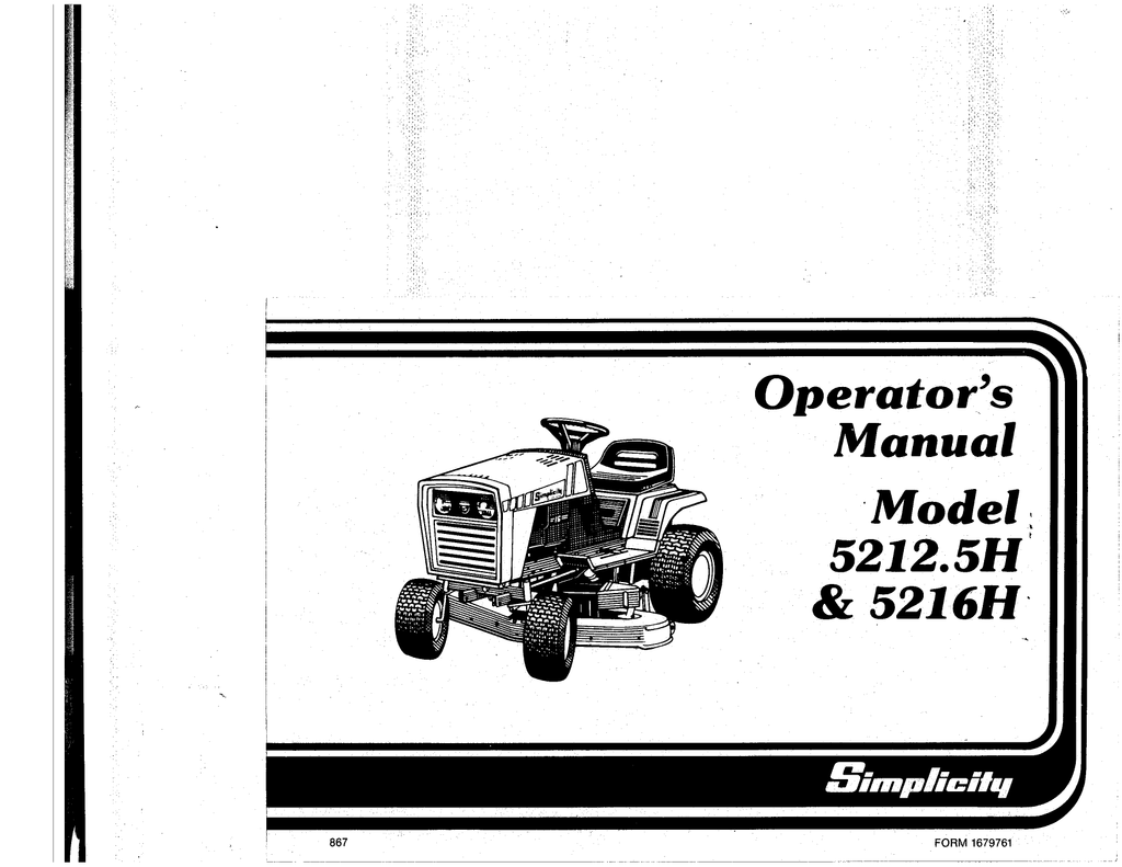 Simplicity 5212.5H Lawn Mower User Manual | Manualzz